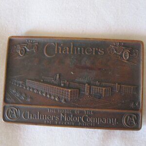 old Chalmers Motor Company 3"x2" Footed Desk Medal/Paper Weight , Detroit MI